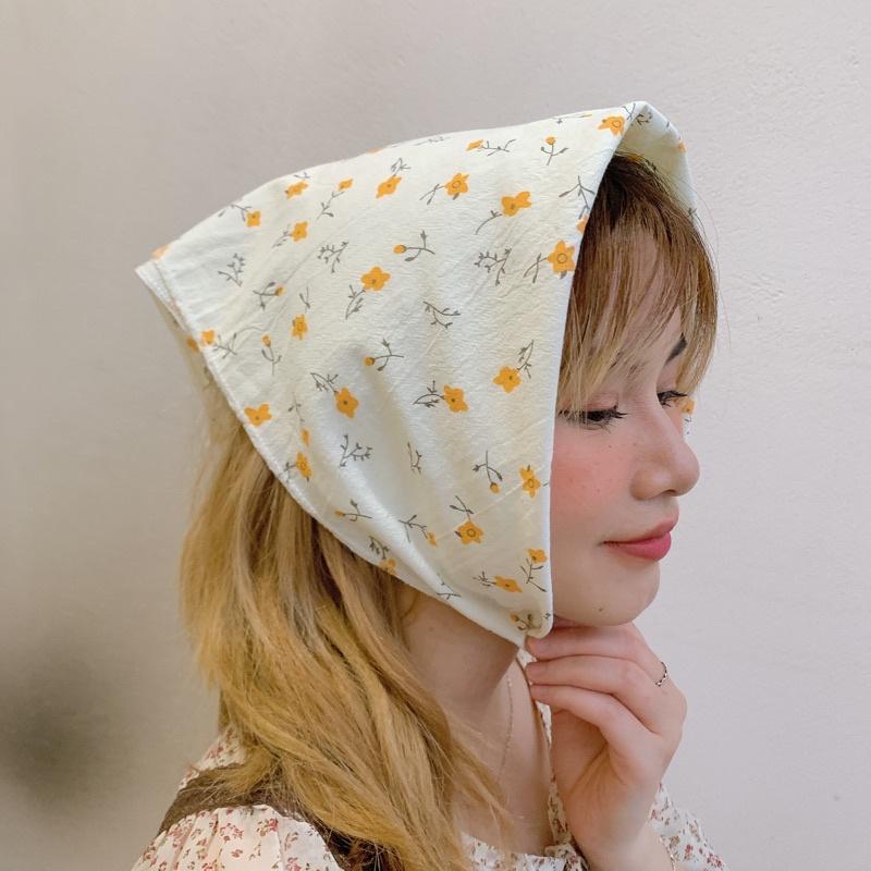 Khăn bandana hoa cỏ mùa hè Turban hoa kích thước 50x50cm vải mềm xinh xắn Tiemmaykeokeo