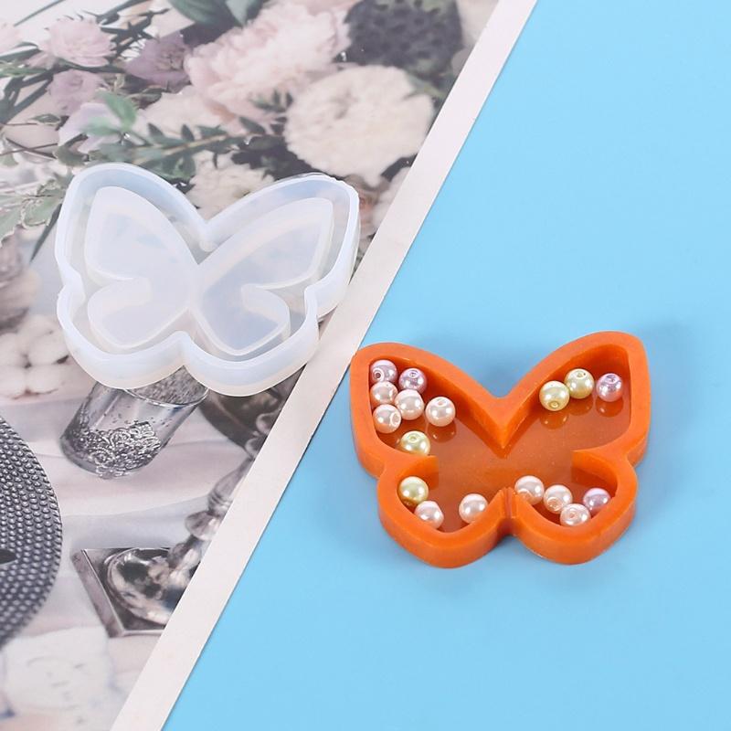 Bộ 5 Khuôn Silicon Làm Móc Khóa , Dây Chuyển Hình Dấu Chân Mèo - Ong - Trái Tim - Bướm - Tròn