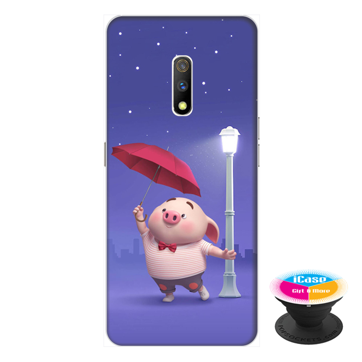 Ốp lưng dành cho điện thoại Realme X hình Heo Con Dạo Phố - tặng kèm giá đỡ điện thoại iCase xinh xắn - Hàng chính hãng