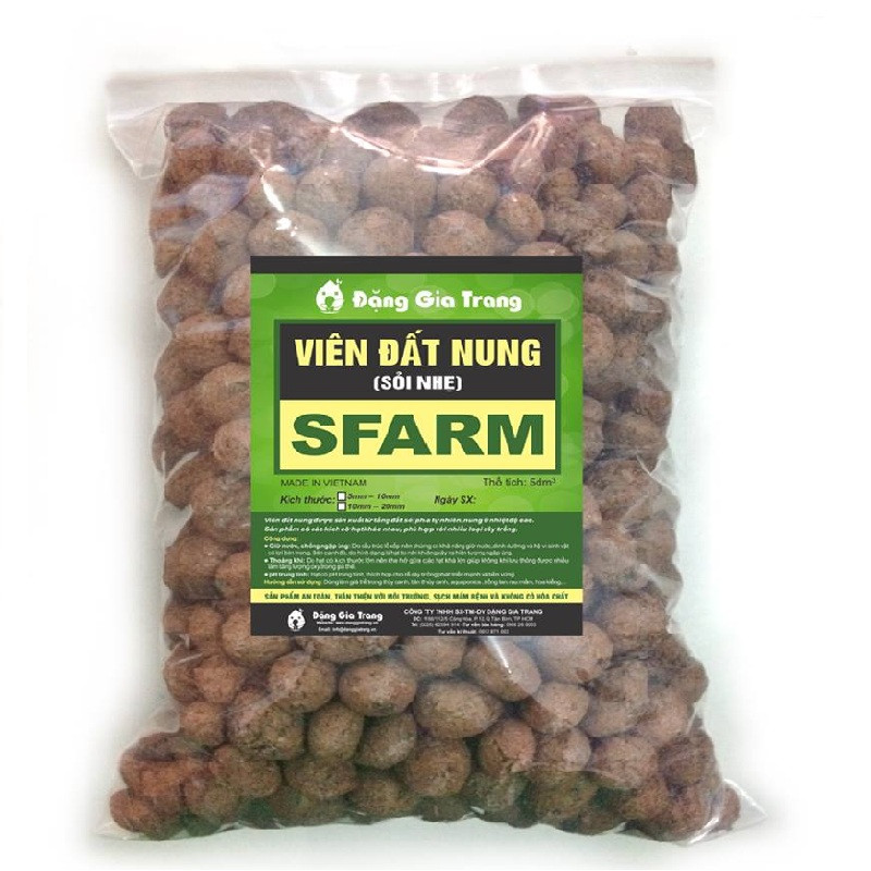 Viên đất nung trồng lan, sứ, sen đá, thủy canh Sfarm