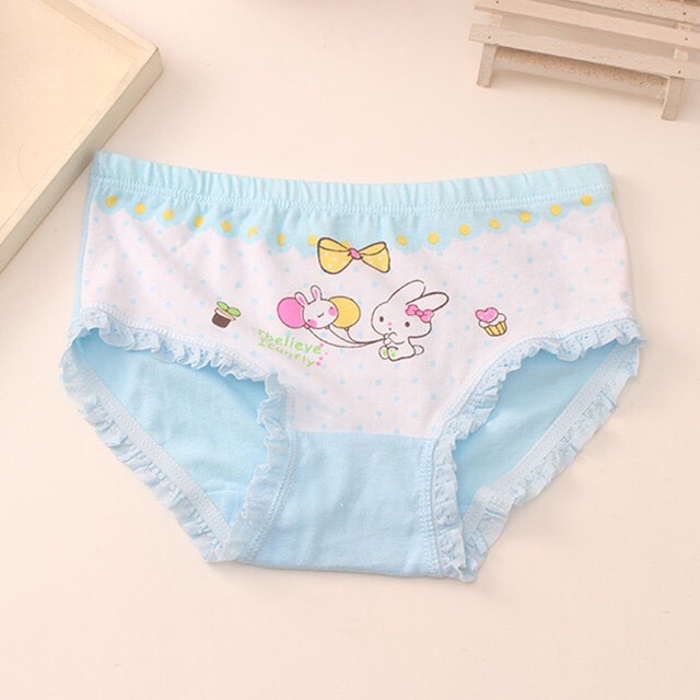 Quần chip tam giác bé gái set 4 cái 4 màu thỏ thổi bong bóng