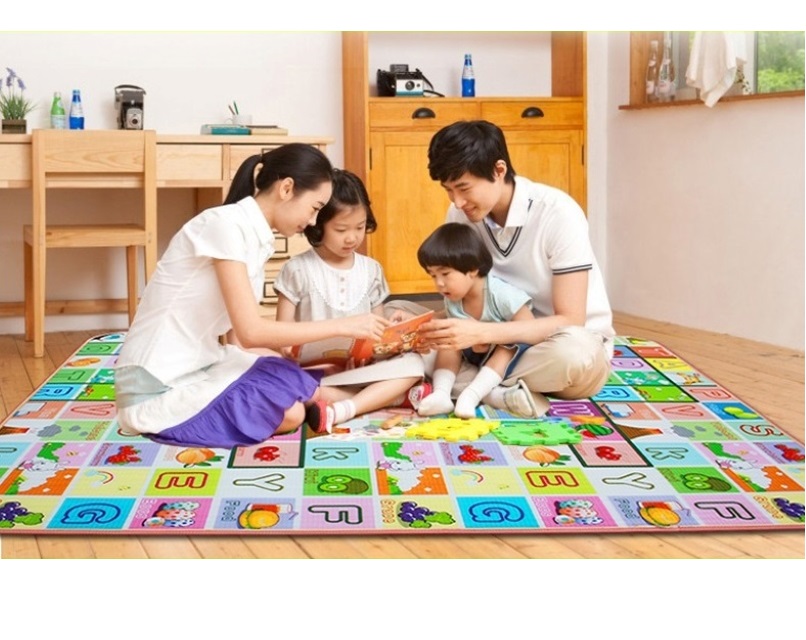 Thảm xốp Maboshi chống trơn trượt in hình họa tiết đẹp dùng được cả 2 mặt - THảm nằm chơi cho trẻ em, người lớn - Thảm ngồi trải sàn giữ ấm mùa thu đông