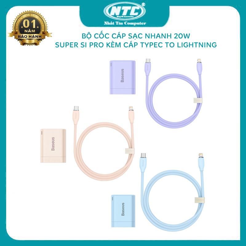 Bộ cốc cáp sạc nhanh typeC to LN Baseus super si pro CCCJG20CC-X chân gập hỗ trợ PD 20W - nhỏ gọn màu siêu kute (3 màu) - Hàng Chính Hãng