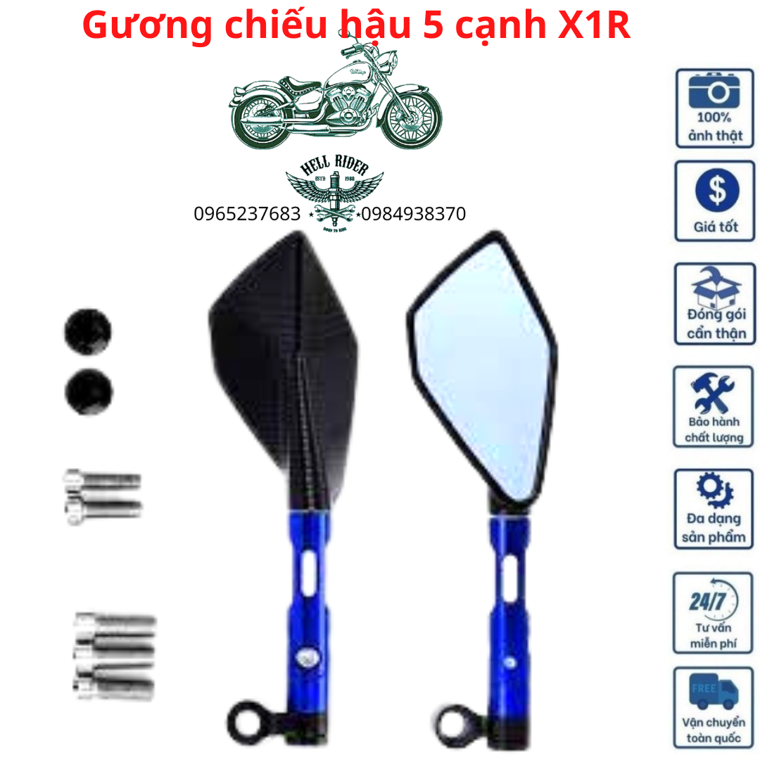 Gương 5 Cạnh  Rizoma thời trang Gắn Xe Máy có thể gập vào mặt đồng hồ xe