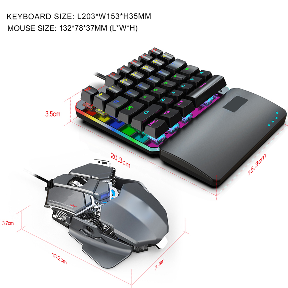 HXSJ V200+J600 Combo Wired Gaming Mouse 9-key Macro Programming Mice & Switch One-handed Mechanical