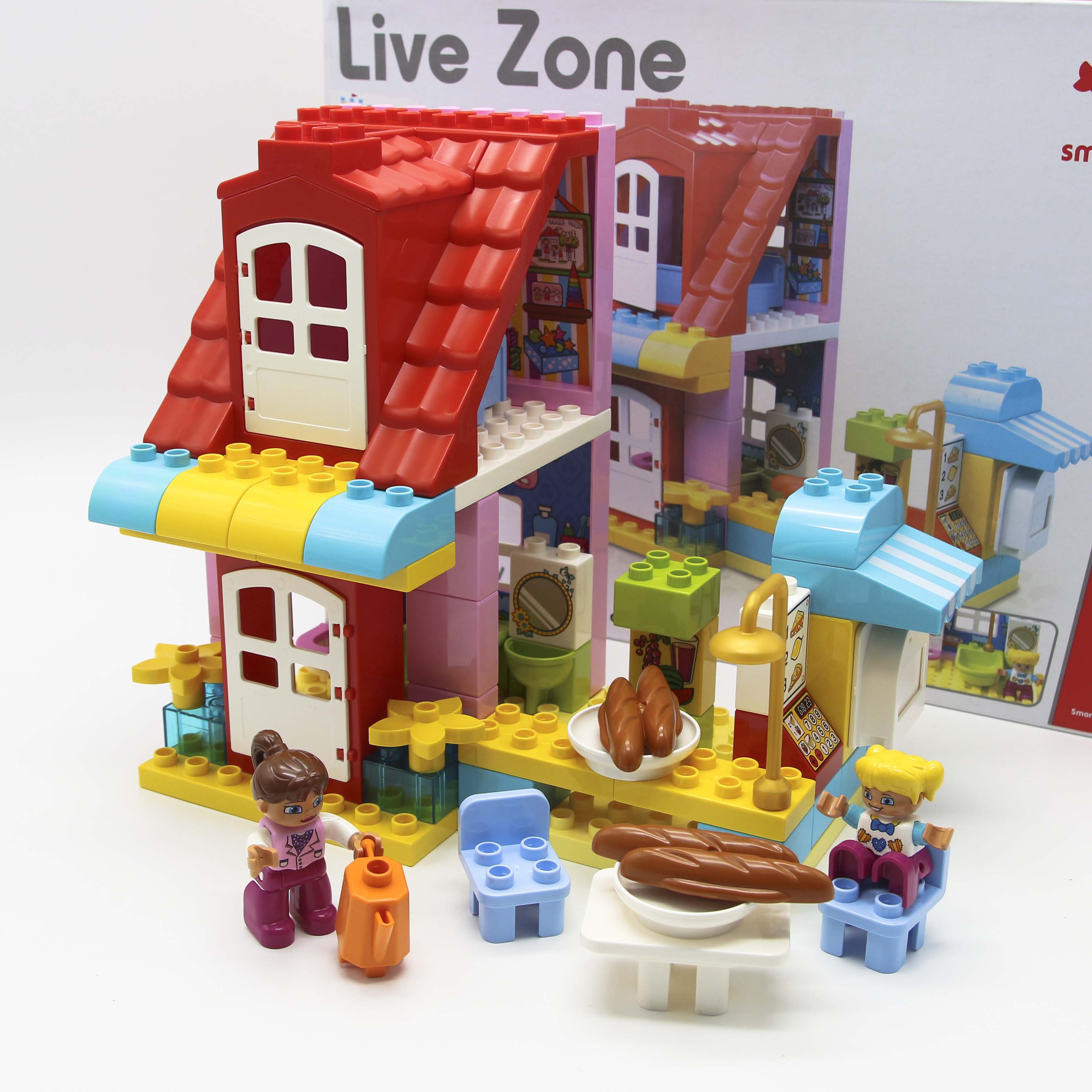 Bộ đồ chơi lắp ghép smoneo duplo cho bé cho bé Cửa hàng thức ăn nhanh vui vẻ 68 chi tiết Toyshouse - 55001