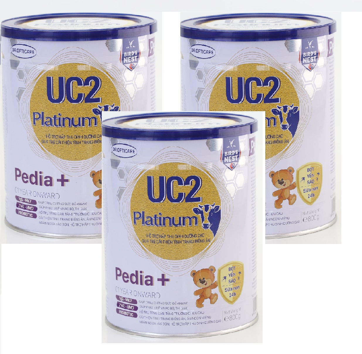 Combo 3 lonSữa bột UC2 Platinum Pedia+ lon 800g (giúp bé cải thiện tình trạng biếng ăn, dành cho trẻ từ 1 tuổi trở lên)