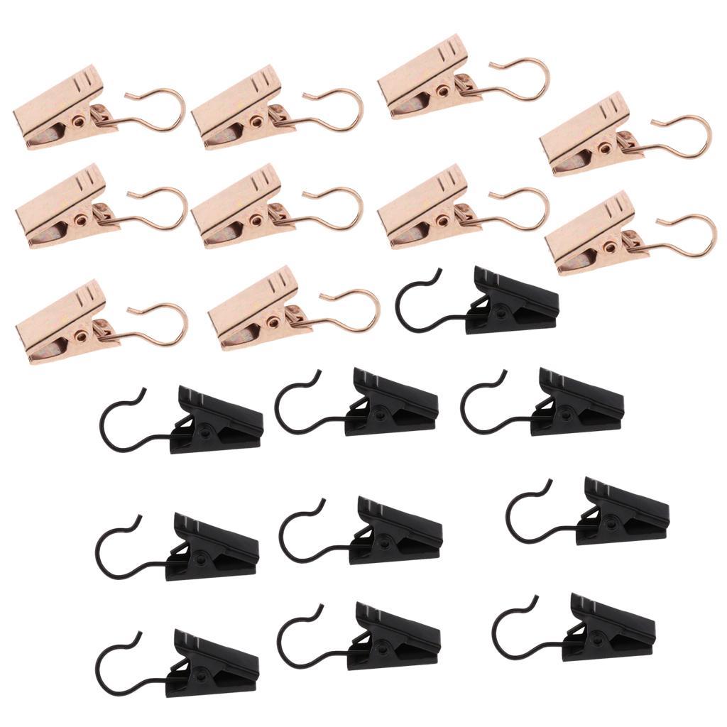 20x Heavy Duty Curtain Clip Hook Laundry Peg Photo DIY Clamp 32mm Black Gold