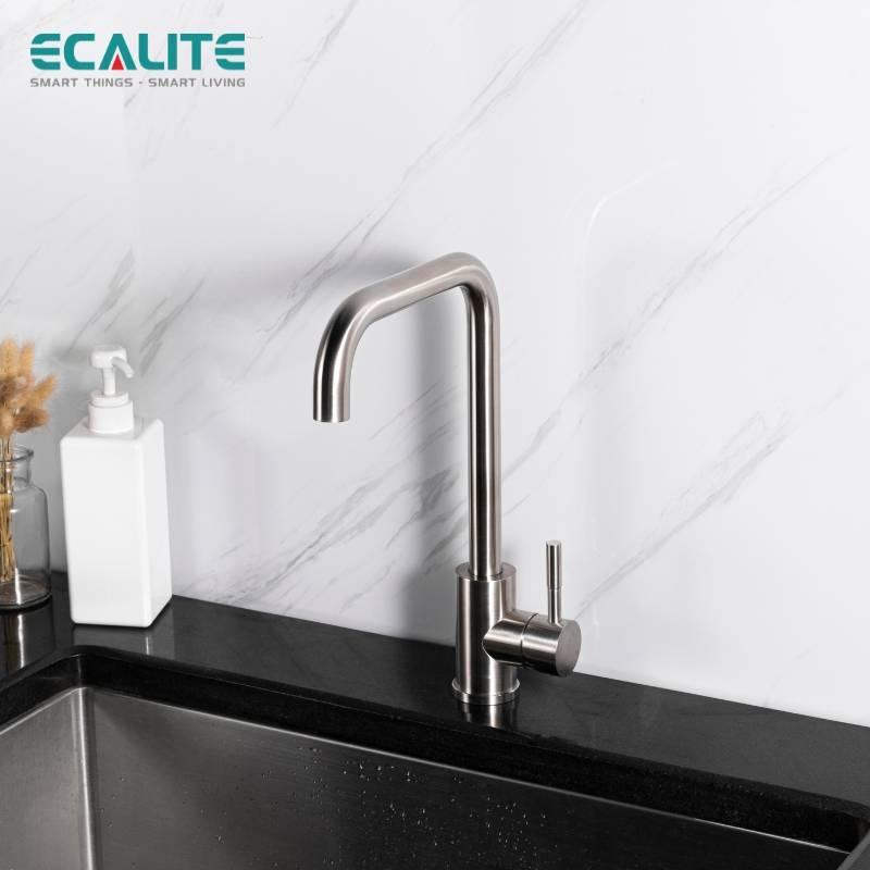 Vòi Rửa Chén Nóng Lạnh Ecalite EF-K128S - Inox 304 Siêu Bền - Cổ Xoay 360 Độ - Hàng Chính Hãng