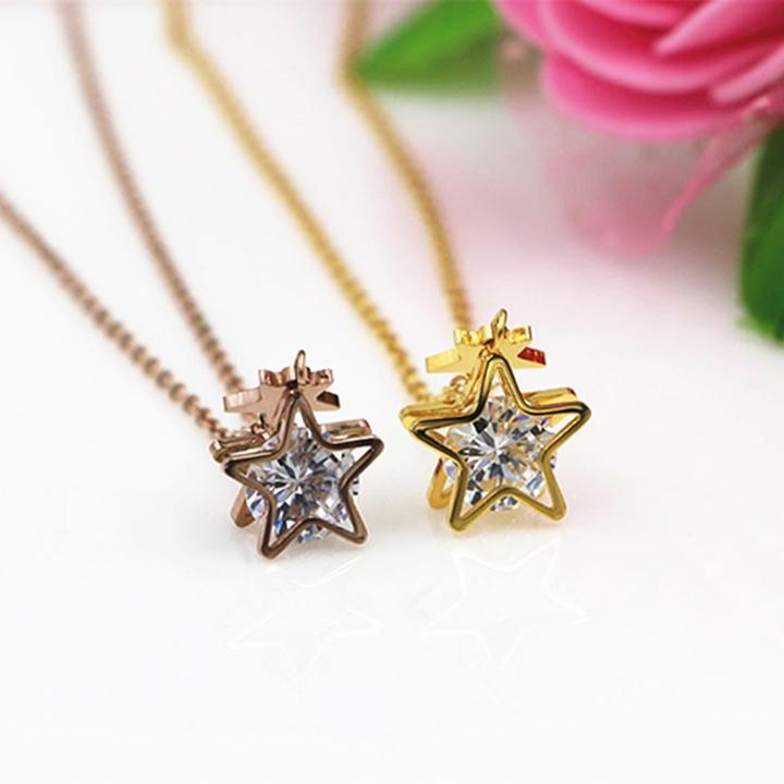 Dây chuyền nữ titan thời trang mặt hình ngôi sao thép không gỉ trangsucpt có 3 màu sắc DCNUT81