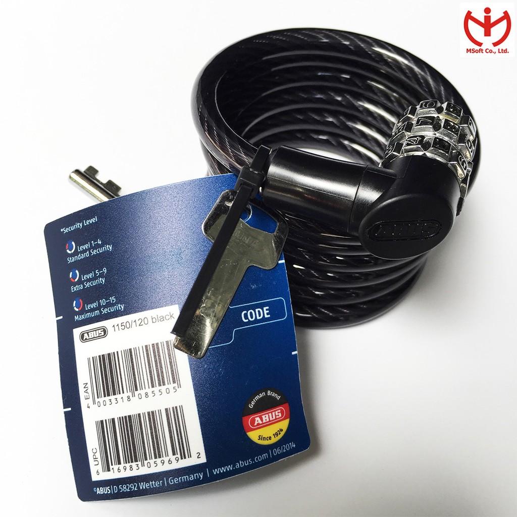 Khóa xe đạp 3 số ABUS 1150/120 Black dây cáp dài 1.2m x 7mm mật mã cố định - MSOFT