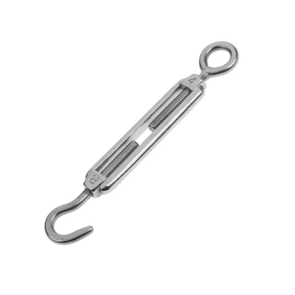 2 Pcs Stainless Steel 304 Eye & Hook Turnbuckle Wire Rope Tension M4