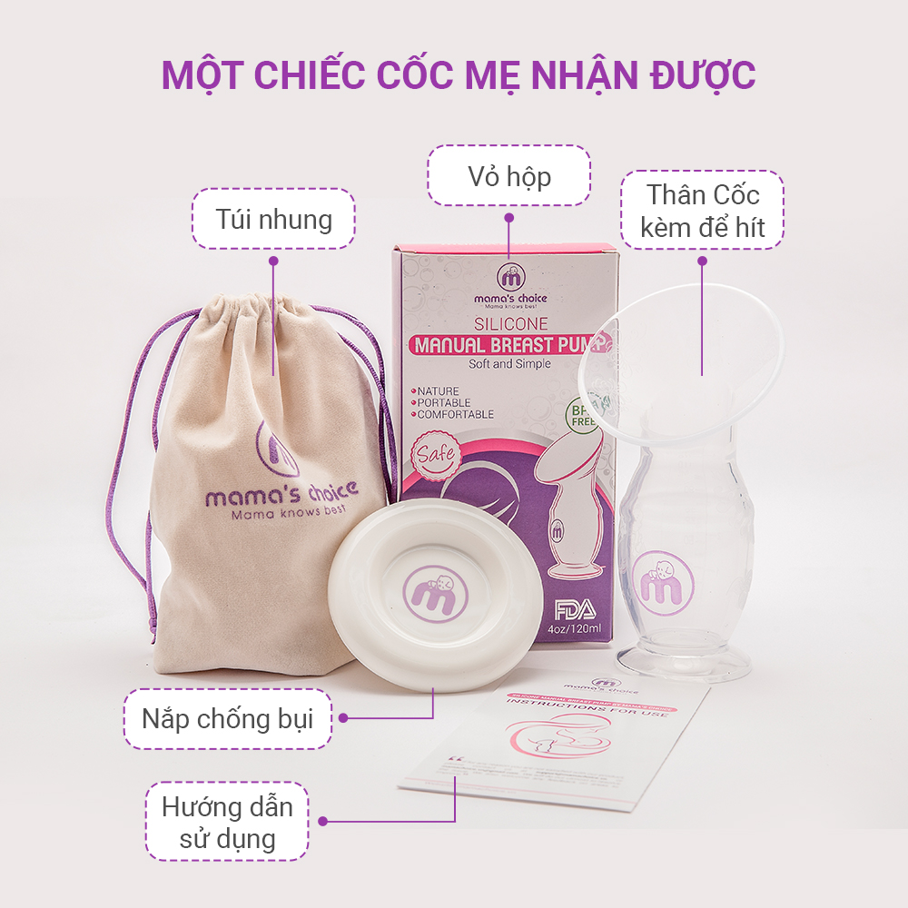 Cốc Hứng Sữa Mama’s Choice, Hút Sữa Rảnh Tay, Chất Liệu Silicone Cao Cấp, Chứng Nhận An Toàn FDA - 1 Cốc