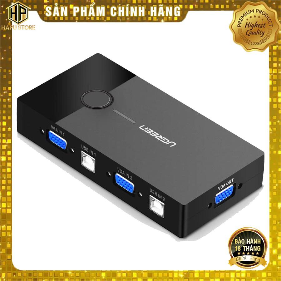 Bộ KVM Switch USB Ugreen 30357 - 2 máy tính chung 1 màn hình cao cấp - Hàng Chính Hãng