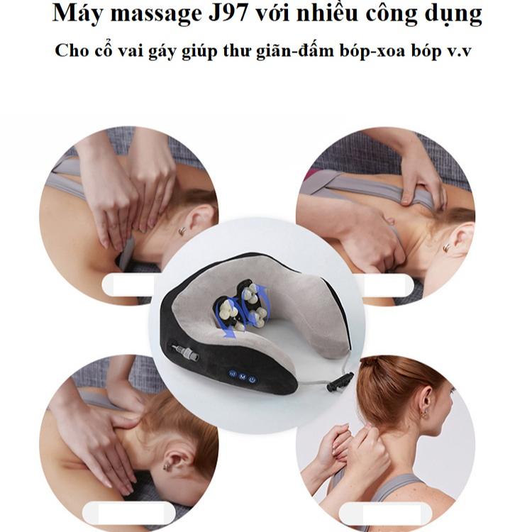 Gối Massage Cổ Hồng Ngoại Tích Điện, Máy Massage Cổ Hồng Ngoại Tích Điện Cao Cấp J97