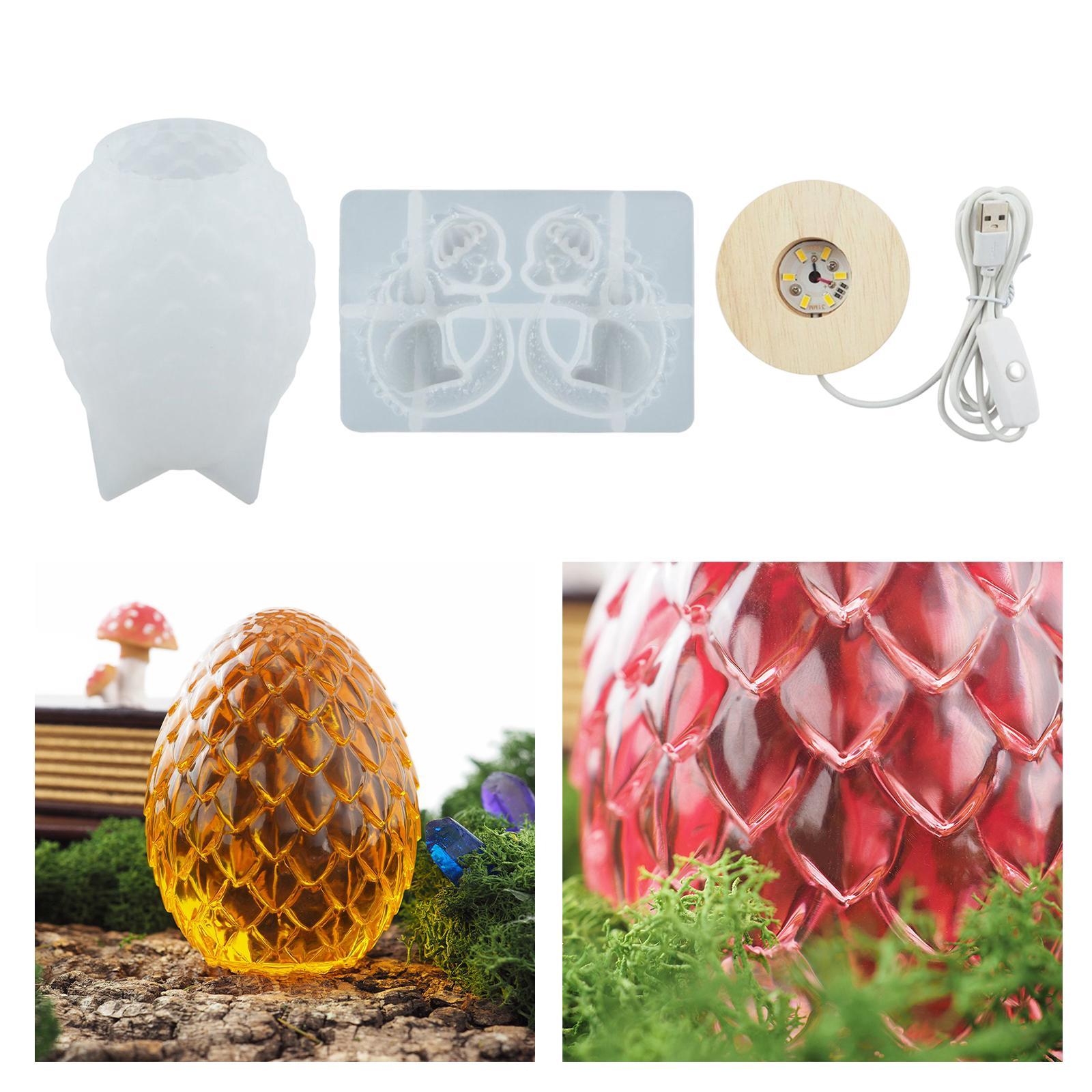 Dragon Egg Resin Model, Dragon Model for Resin Casting with Lamp Base, 3D Dragon Egg Silicone Model for Resin Epoxy Casting Craft