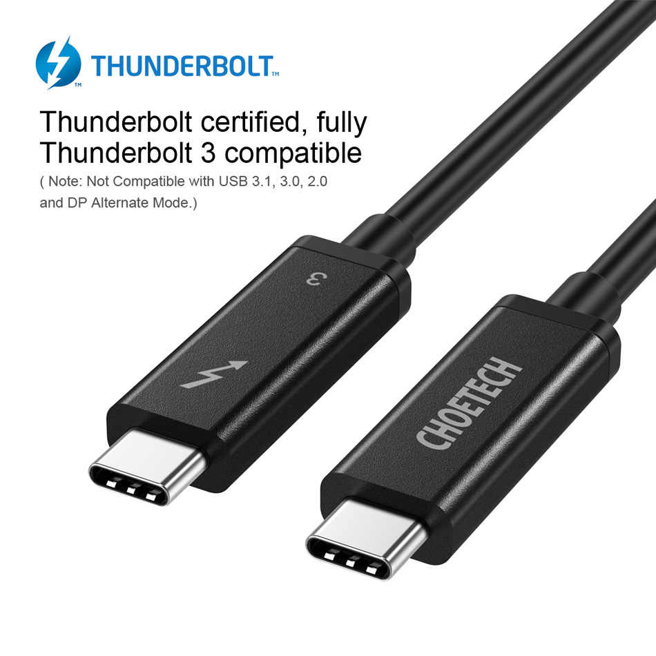 Dây Cáp Thunderbolt 3 Active 40Gbps 4K/60Hz Sạc Nhanh 100W Dài 2M CHOETECH A3006-B - Hàng Chính Hãng