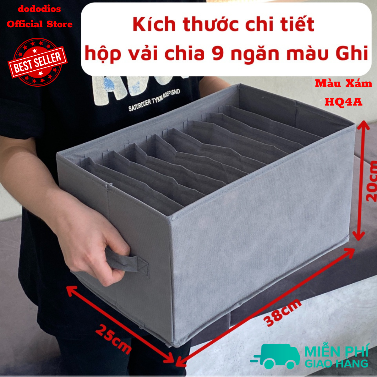 Túi đựng quần áo chia ngăn tiện ích Hộp vải đựng quần áo xếp đồ lót giúp ngăn chia tu quan ao gọn gàng ngăn nắp, Hộp vải chia 9-12 ngăn đựng quần jean áo sơ mi thun thu đông đa năng khay túi vải cao cấp VNXK sắp xếp gọn gàng