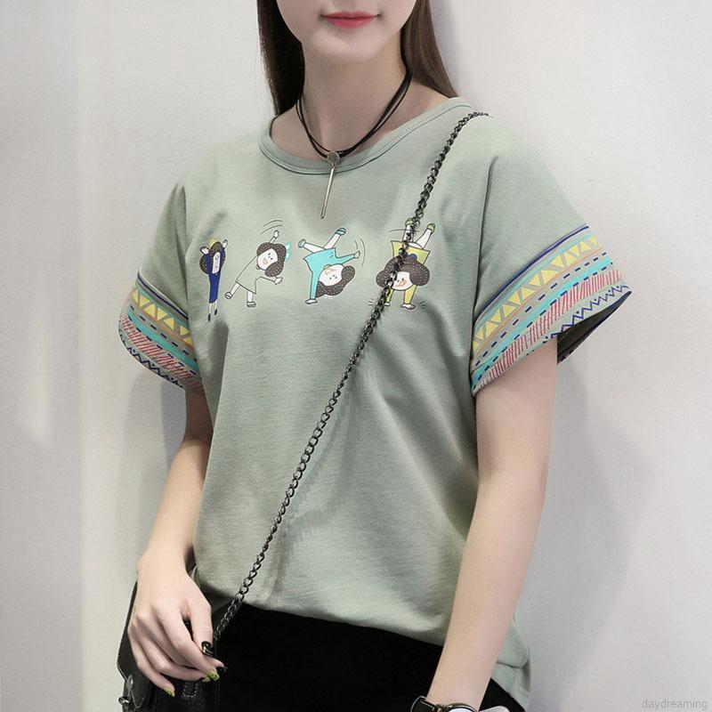 Áo thun nữ cổ tròn ngắn tay in hình thời trang