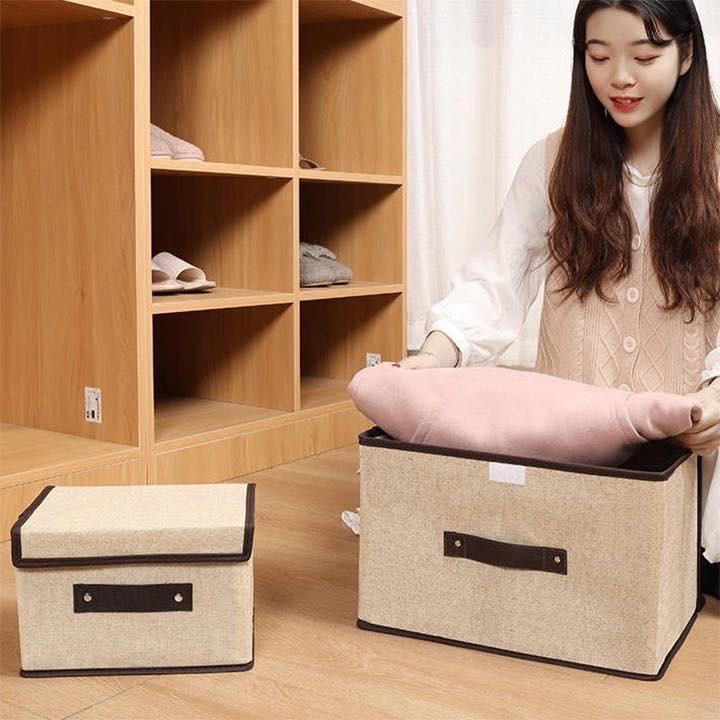 Set 2 Hộp Đựng Đồ, Quần Áo, Đồ Chơi Đa Năng Bằng Vải Oxford Cứng Cáp Có Nắp Đậy
