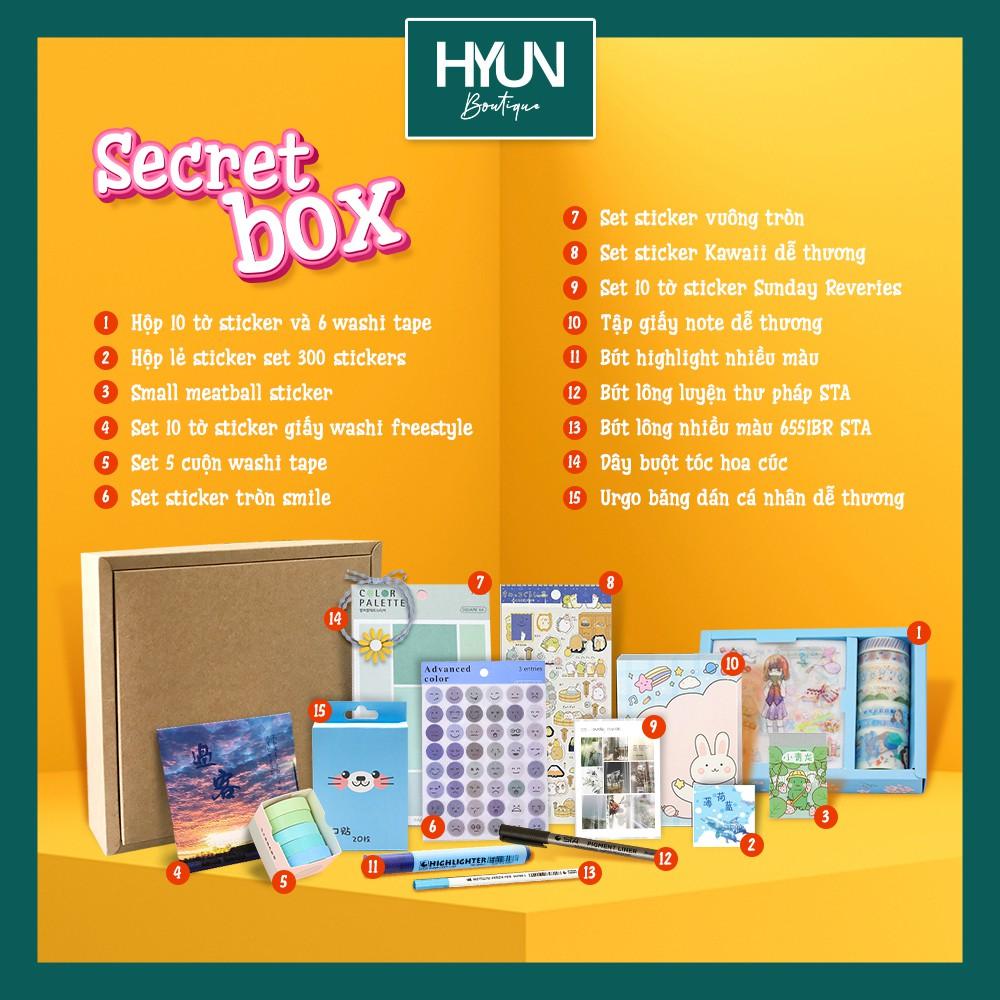 Combo 15 món quà tặng Stationery Secret Box -  sticker dán trang trí bullet journal planner