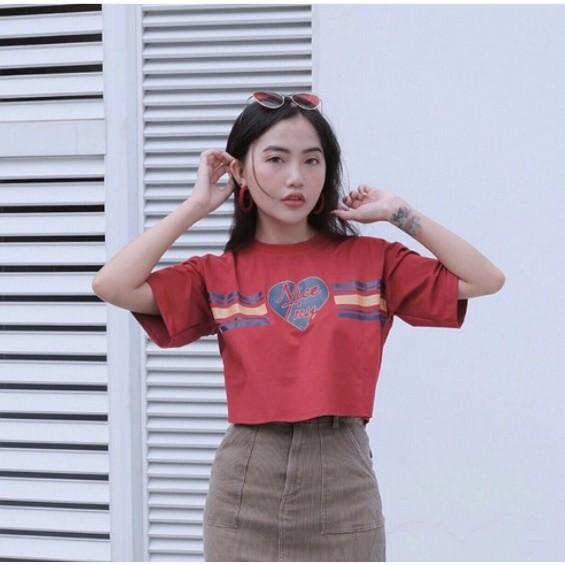 ÁO CROPTOP ĐỎ TAY NGẮN TRE