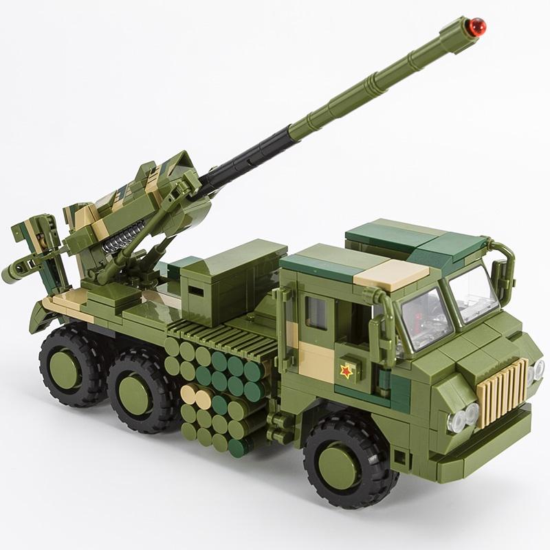 Đồ chơi Lắp ráp Xe Rocket Tự hành 155MM, Sembo Block 203121 Mounted Howitzer, Xếp hình thông minh, Mô hình quân sự