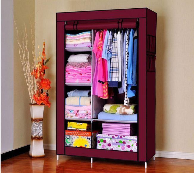 Tủ Vải Áo Quần Đa Năng- Tiết Kiệm Diện Tích- Khung Sắt Chắc Chắn Vải Chống Thấm- Hàng Chính Hãng MINIIN – Đỏ đô – 2 buồng