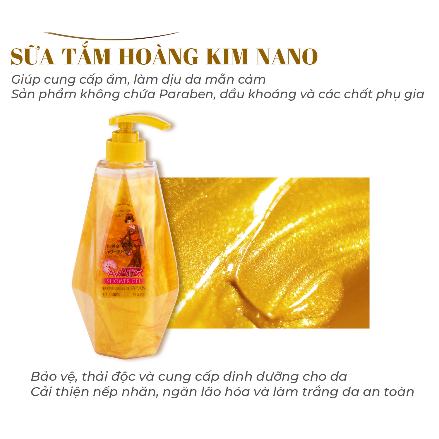 Sữa Tắm Hoàng Kim Nano Avatar 900ml