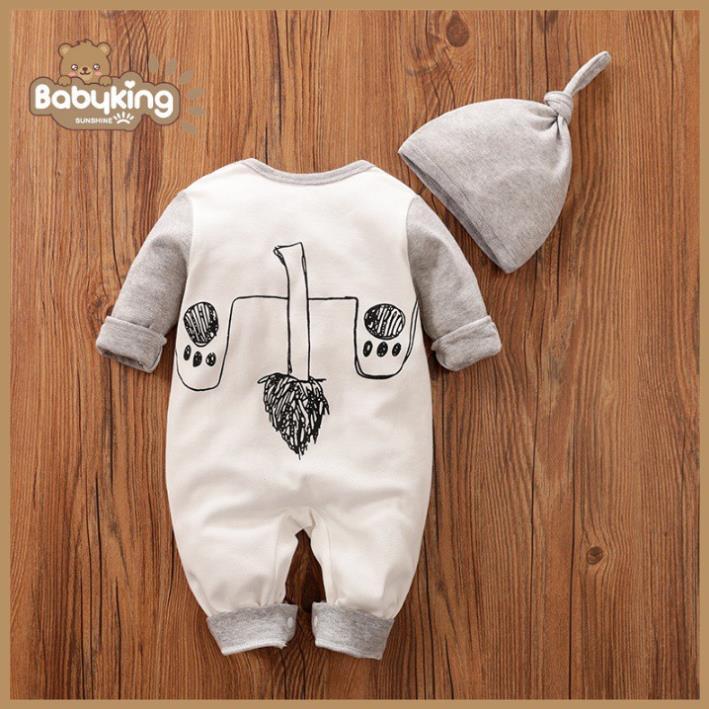 BodySuit,áo liền quần dễ thương dài tay kiểu sư tử cho bé ,cotton 100%,thương hiệu Aiueo Nhật Bản.