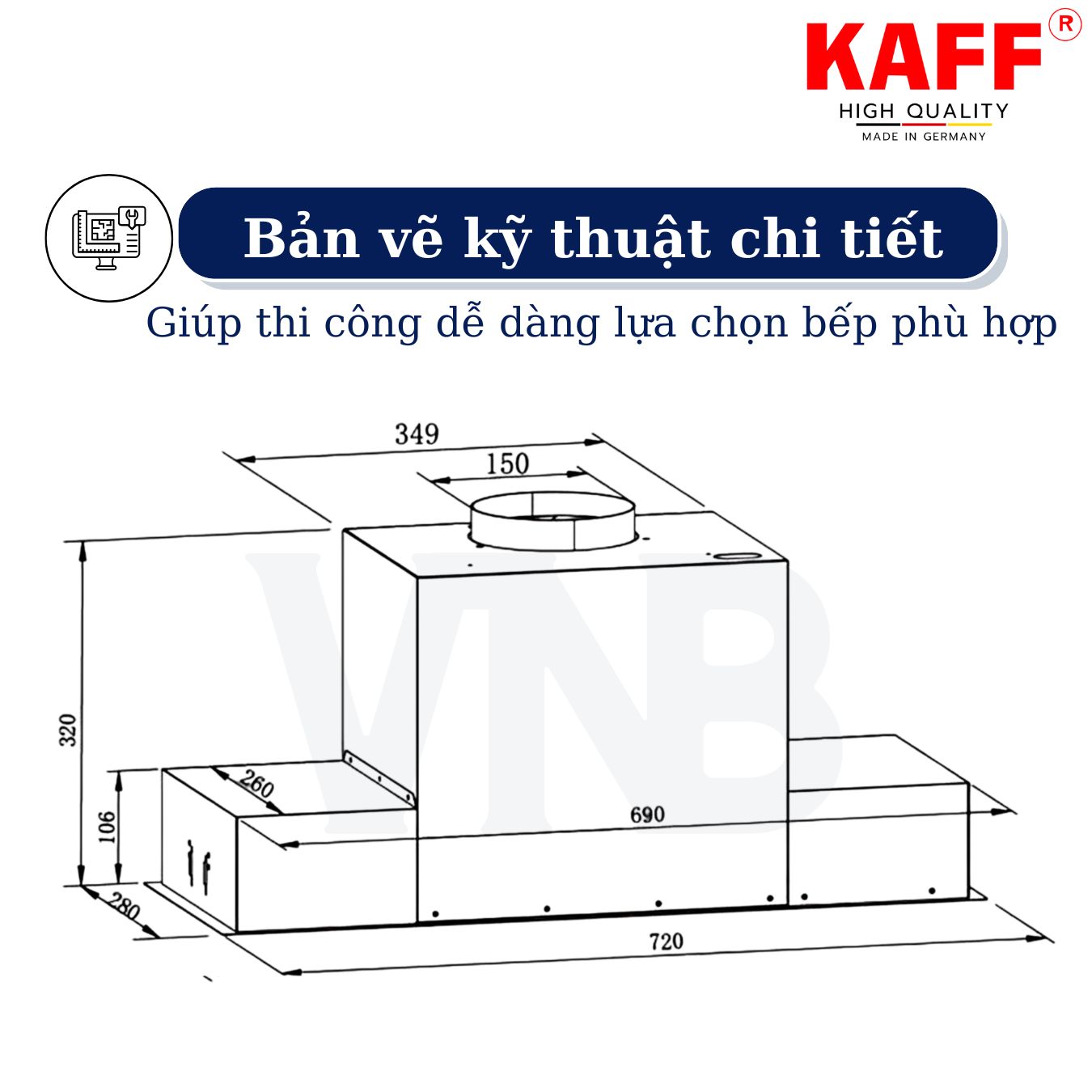 Hình ảnh Máy hút mùi âm toàn phần phần mặt kính 800mmcảm ứng KAFF KF-BI80PR Tặng bộ lọc than thay thế - Hàng Chính Hãng