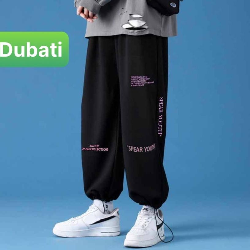 QUẦN JOGGER NAM NỮ UNISEX CHẤT NỈ DÀY DA CÁ ỐNG SUÔNG RỘNG THÊU CHỮ YOUTH RÚT DÂY TREND HÀN QUỐC CAO CẤP - DUBATI FASHI
