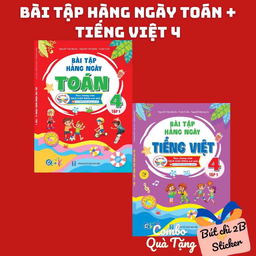 Sách - Combo Bài Tập Hằng Ngày Toán và Tiếng Việt 4 -Tập 1 - Có mã QR Video bài giảng