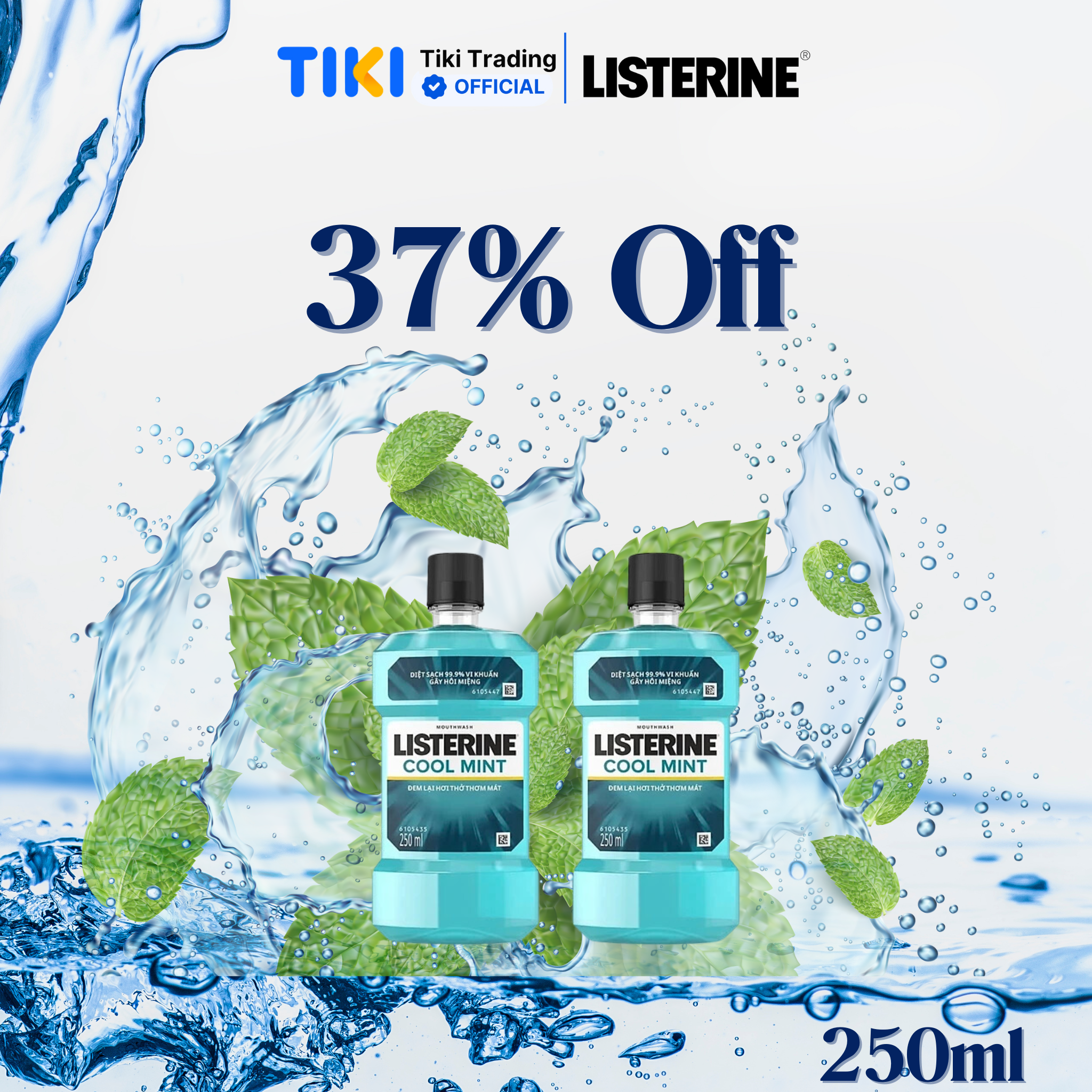 Bộ 2 Nước Súc Miệng Hương Bạc Hà Listerine Cool Mint (250ml)