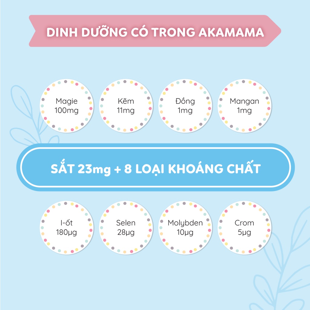 Sắt, Acid Folic, Vitamin Tổng Hợp, Khoáng Chất Cho Mẹ Bầu, Hỗ Trợ Tiêu Hoá, Hạn Chế Rạn Da, Viên Nhỏ, Không Mùi, Vị, Dễ Uống, Akamama Nhật Bản Túi 120 Viên