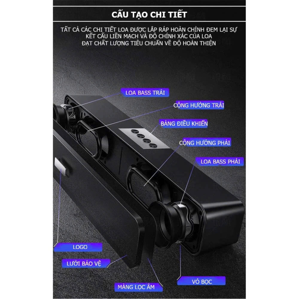 Loa Bluetooth Không Dây Cao Cấp PRO BASS Âm Thanh Nghe Nhạc Siêu Đã Tương Thích Điện Thoại Máy Tính Laptop Tivi - Hàng Chính Hãng