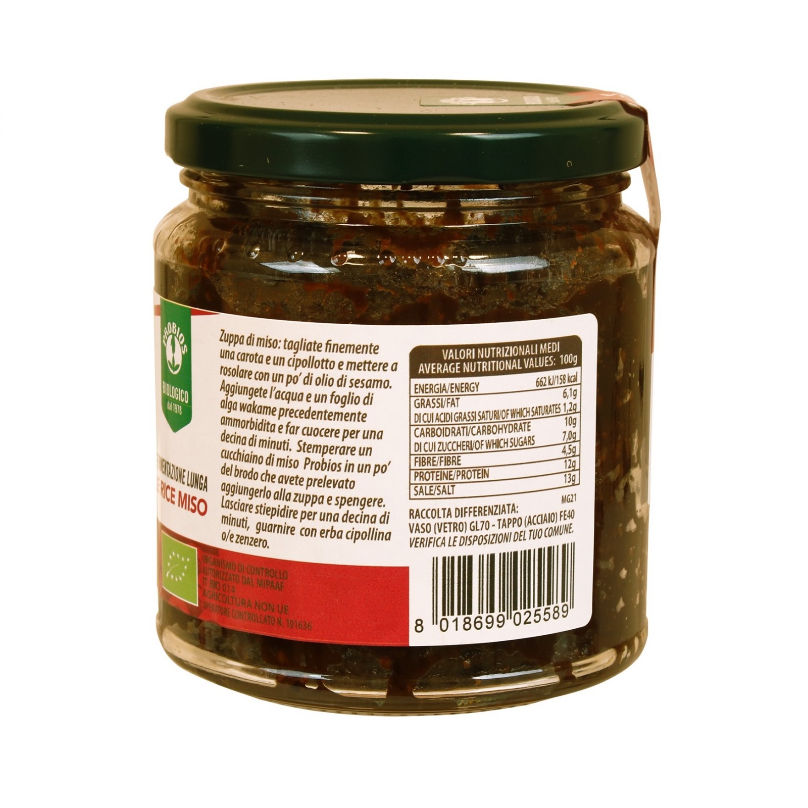 Tương Miso Hữu Cơ ProBios Organic Whole Rice Miso