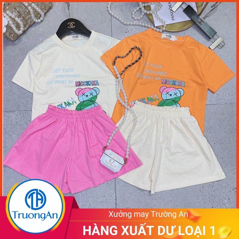 Bộ phông bé gái MICCKAKA dễ thương chất liệu cotton
