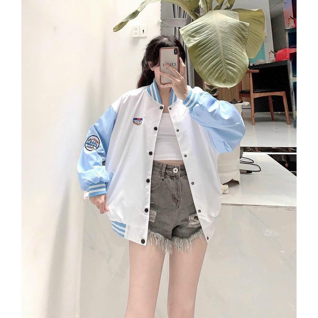 ÁO KHOÁC DÙ BOMBER LOGO THỜI TRANG NỮ - SIÊU XINH , HOT HIT CHO CÁC BẠN TRẺ