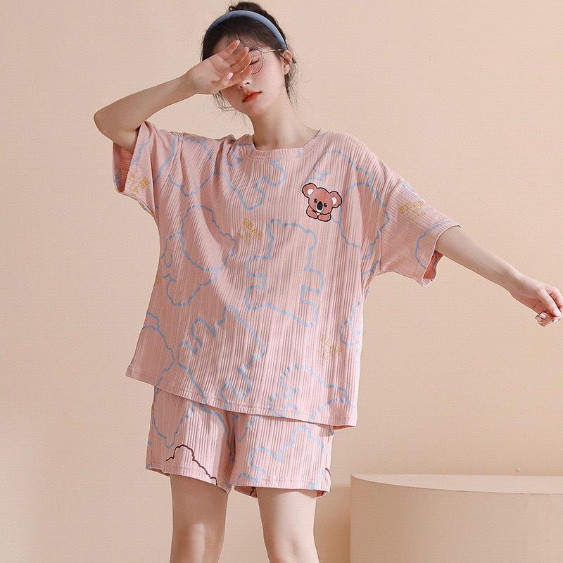 Đồ Bộ Pyjama Nữ Quần Đùi Áo Ngắn Tay Cotton Đơn Giản Tự Nhiên Dành Cho Nữ - Bộ Ngủ Cộc Mặc Nhà