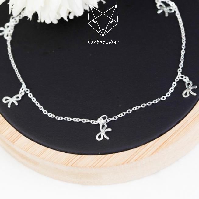 Lắc Chân Bạc Ta CaoBac Silver Dây Xích Đính Nơ Xinh Xắn Cho Bạn Nữ LC01