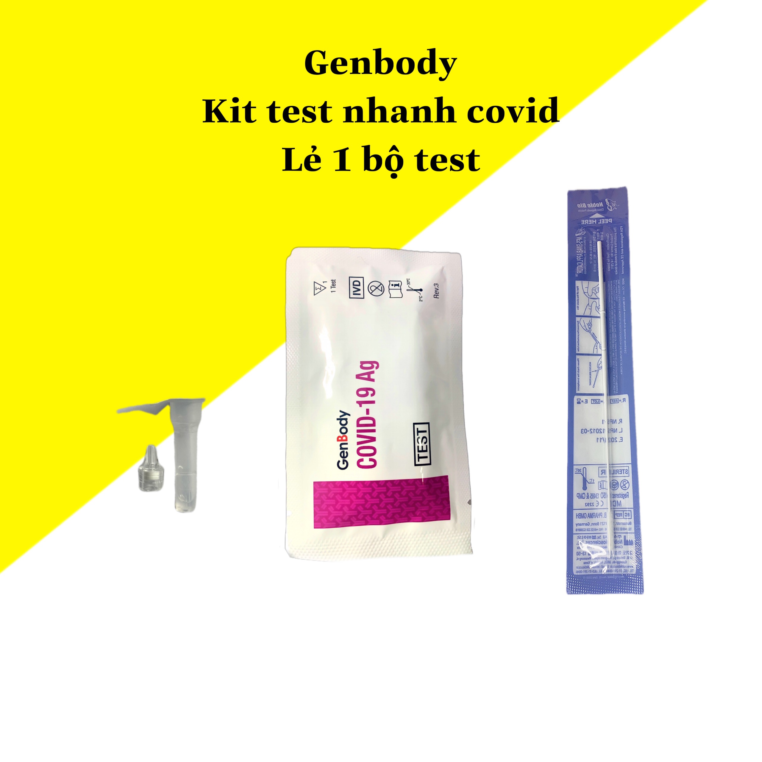 Kit Test Nhanh Covid 19 Tại Nhà GENBODY Hàn Quốc Lẻ 1 Kit Chính Hãng