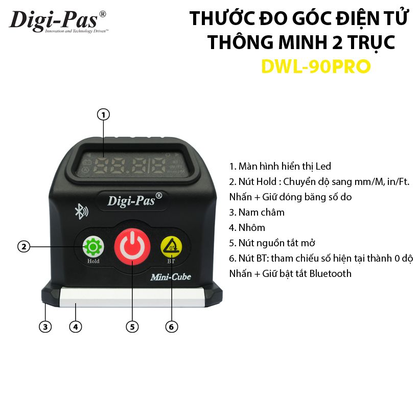 Thước Thủy Đo Góc Thông Minh Digipas DWL-90Pro