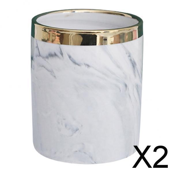 2xDesktop Storage Box Makeup Organizer Box Pen Brush Container Case White