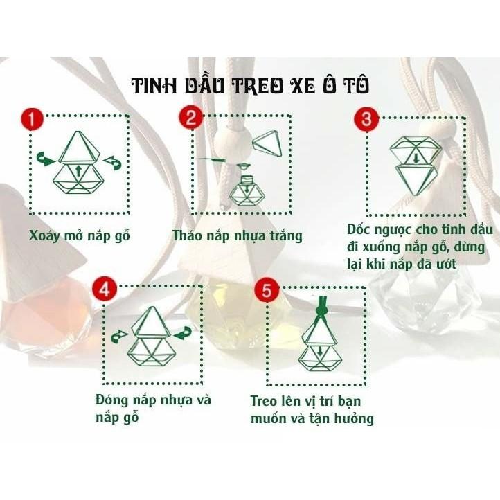 Combo 9 lọ tinh dầu treo xe, treo phòng hương tự chọn