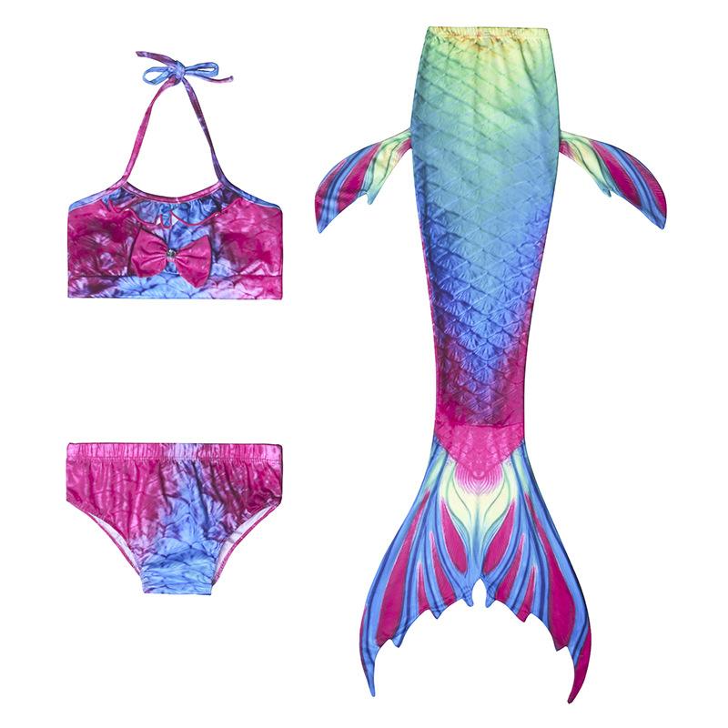 2021 Bé Gái Swimmable Mặc Đi Biển Sharkle Vây Bộ Trẻ Em Nàng Tiên Cá Đuôi Bơi Tắm Bikini Đồ Bơi