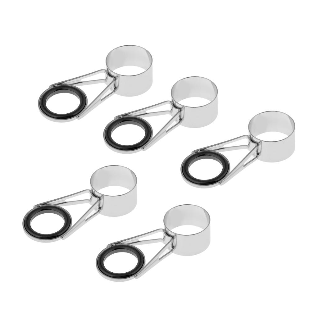 5pcs Stainless Steel Fishing Rod Guides Rod Repair Kit DIY Eye Rings