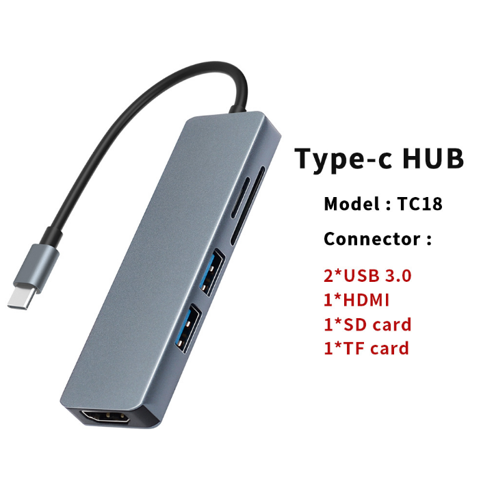 Hub chia USB Type-C 5 Cổng HDMI/USB 3.0/SD/TF 5IN1 bộ chia cổng typec ra hdmi cáp typec to hdmi