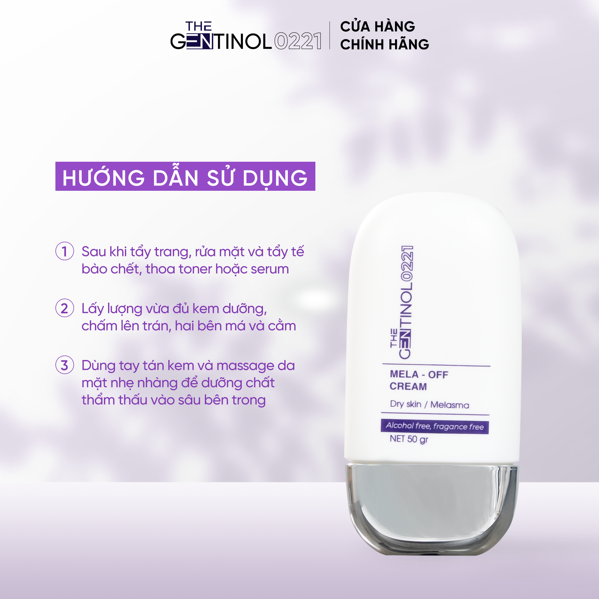 Kem Mela Off tái sinh tế bào, khôi phục sự cân bằng da The Gentinol 0221 50g