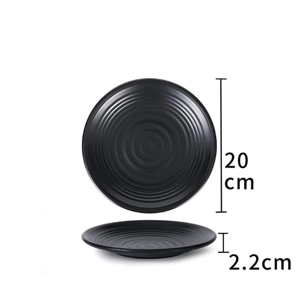 Đĩa Nhựa Phíp Melamine Tròn Đen Nhám đủ size nhỏ